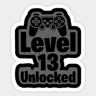 Level 13 Unlocked 13th Birthday 13 Years Old Gift Funny Birthday Gift Sticker